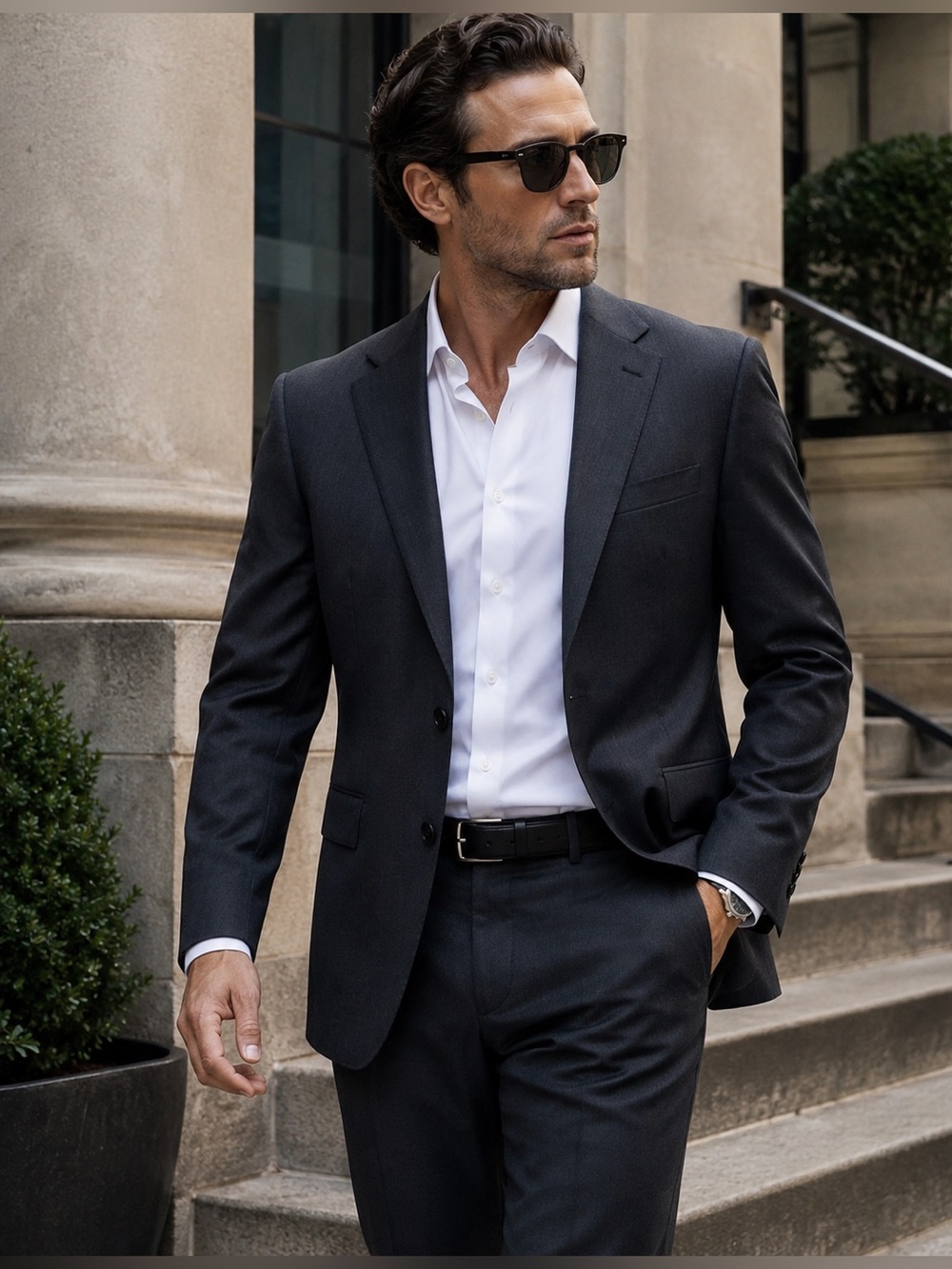 Calvin Klein Men’s Dark Gray Wool Suit Jacket / Blazer